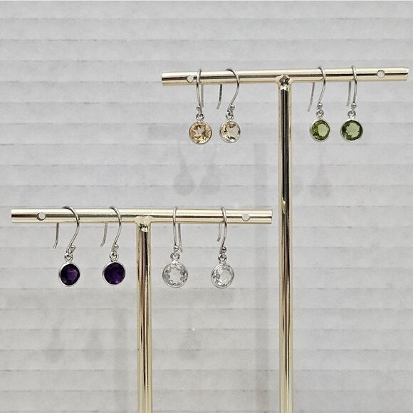 NEW, Set of 4 natural gemstones and Sterling Silver dangle earrings. - Picture 1 of 4
